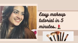 Easy Makeup Tutorial In 5 minutes | Simple and Easy Makeup | College Makeup | Blooming Tales |