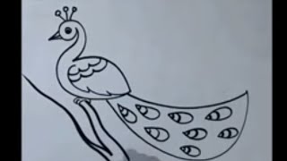 Step by step drawing for kids / How to draw a Peacock