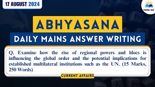 Abhyasana with #TaraIAS Daily Mains Answer Writing Practice Series for UPSC | 17-08-2024 | CA