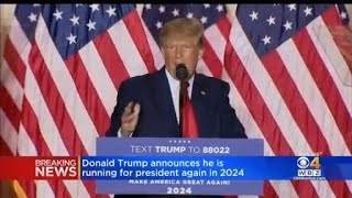 Donald Trump announces he is running for president again in 2024