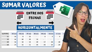 Sumar valores ENTRE dos FECHAS HORIZONTALMENTE en EXCEL.