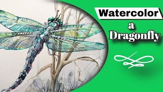 How to Watercolor a Dragonfly and the effect of Gouache