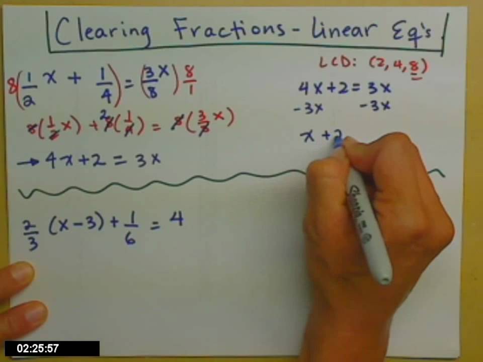 Linear Equations With Fractions - YouTube