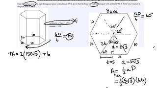 Surface area and volume of a right hexagonal prism