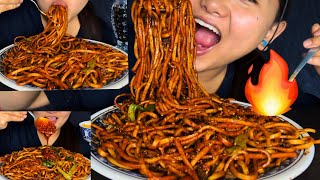 SPICY🥵BUFF KEEMA NOODLES 🤤|| TIBETAN FOOD || BIGBITES || NEPALIMUKBANG || HUNGRY MANJU || ASMR