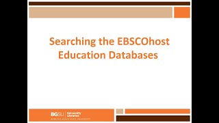Searching the EBSCOhost Education Databases