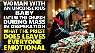 Woman With An Unconscious Baby Enters The Church During Mass In Desperation; What The Priest Does