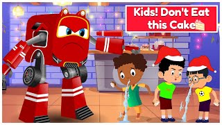 Supercar Rikki Stop Kids to eat cake in a Christmas Party | Kids Cars Cartoon