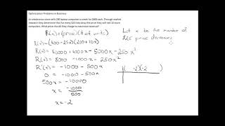Optimization Problems revenue