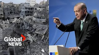 Turkey’s Erdogan says Israeli bombardment of Gaza amounts to “mental illness”