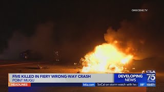 5 killed in fiery wrong-way crash