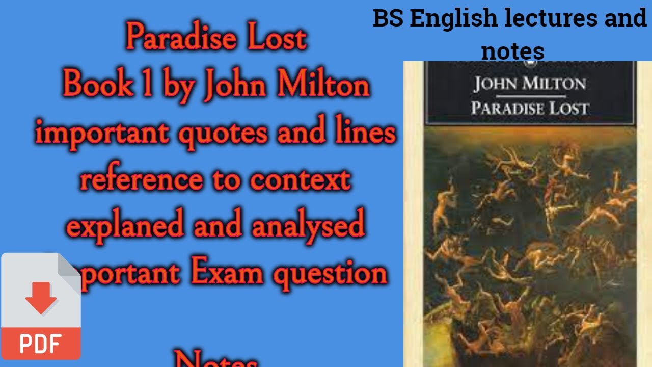 Paradise Lost Book 1 Important Quotes - YouTube