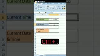 Current Date \u0026 Time ShortKey in Excel #Short