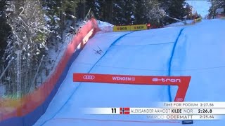 Aleksander Aamodt Kilde ski crash Wengen at 145km/h⛷️🇨🇭