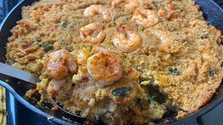 BEST SEAFOOD CORNBREAD DRESSING w/ Shrimp and Crawfish | Southern Style Seafood Dressing