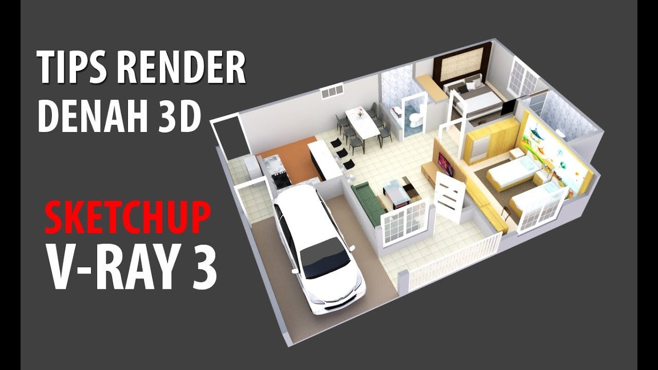 Tips Render Denah 3D Sketchup Dengan V-Ray - YouTube