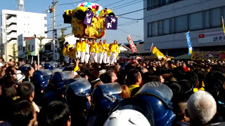 2015 10 18 新居浜太鼓祭り 一宮神社前 一宮の杜前 鉢合わせ 喧嘩 中須賀 vs 大江 序盤 30分