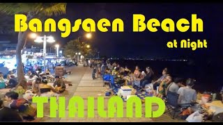 Bangsaen Beach (at night) in Thailand!  Let's walk!