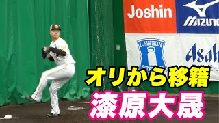 【現役ドラフトで移籍の漆原投手のブルペン投球！！】