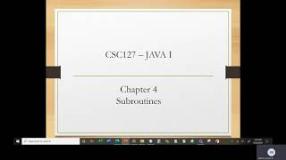 Java I Chapter 4 Class 1 Part 1 Methods