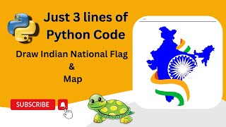 Draw Indian Map and Flag Sketch in Python | Just 3 lines of Python Code | Turtle graphics.
