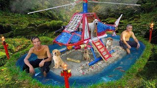 Rescue Abandoned Puppies Build Underground House For Dog And Fish Pond Around House (full)