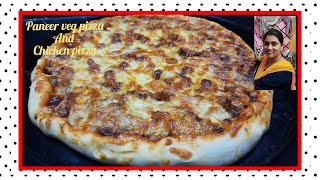 Chicken pizza and vegpaneer pizza making easy process/చికెన్ పిజ్జా_వెజ్ పన్నీర్ పిజ్జా తయారి విధానం