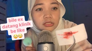 Worst clinic ASMR role-play in malay | cleaning your scars on your hand,wiping blood,tapping