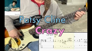 Crazy - Patsy Cline | Bass Guitar Cover (With Tab)