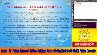 Lesson - 52 : Python Advanced - Getting Started with MySQL Python Connector