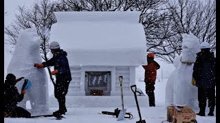 雪国の風情「犬っこまつり」始まる　雪像作り急ピッチ　秋田・湯沢