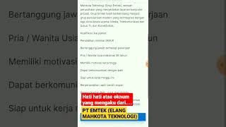 waspadalah atas OKNUM PT el#ng m#hkot# teknologi (emtek)