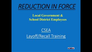 CSEA Layoff Information Webinar for Local Government & School District Workers - June 2020