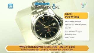 Orient PVD09001B Men's Black Dial Stainless Steel Solar Cell Energy Watch Review Video