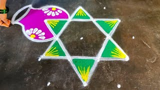 Pongal paanai kolam designs🌹/5*3 bhogi kundalu muggulu🌹/sankranti muggulu🌹/super Amazingrangoli