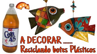 DIY MÓVIL PESCADO de Botellas Plástica/Make mobile with plastic bottles