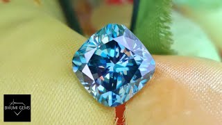 Dark Blue Cushion Cut Loose Moissanite Diamond | For Jewelry Making Ring, Earring, Pendant| Gemstone