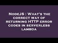 NodeJS : What's the correct way of returning HTTP error codes in serverless lambda