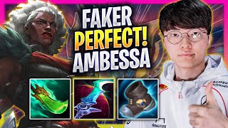 FAKER PERFECT GAME WITH AMBESSA MID! - T1 Faker Plays Ambessa MID vs Galio! | Season 2025