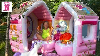 ДОМИК надувной для принцесс ПИЦЦА и МОРОЖЕНОЕ Видео для детей House for princess перезалив