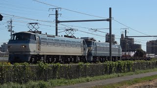 これが本当の最後...？ JR貨物 EF66 130号機+EF66 27号機+ﾁｷ2B 8865ﾚ 東海道本線 木曽川〜岐阜間通過シーン2本立て！(警笛付き)