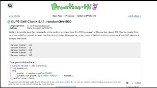 Java Practice It || 5.11 randomOver900 || do/ while, do while loop, random class