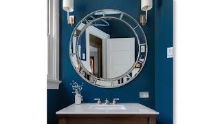 Head West Mirror | Beaded Champagne Silver Beveled Round Wall Mirror