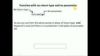 Function with no return type and no parameter in java programming || Part 2