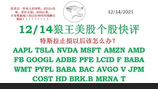 12/14狼王美股个股快评 特斯拉止损以后该怎么办？AAPL TSLA NVDA MSFT AMZN AMD FB GOOGL ADBE PFE LCID F BABA WMT PYPL BABA