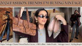 VINTAGE LUXURY HAUL | VINTAGE CHANEL JACKET | OLD CELINE BAG | PRADA SATIN SHOES | GUCCI SUNGLASSES