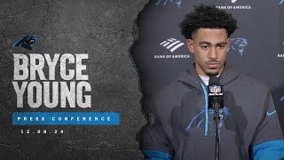 Bryce Young speaks to the media after Week 14 against Philadelphia