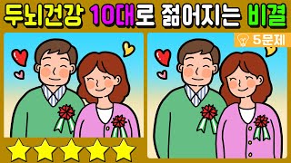 【틀린그림찾기/치매예방】1개 못 찾으면 집중력 점수 0점! 재밌고 건강한 두뇌 훈련으로 치매예방!【 find difference / 두뇌운동/3개 찾기/5문제/#324】