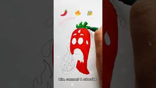 Hot chilli 🌶️ emoji mixed drawing #art#creativeart #drawing #drawing #shortvideo #shortsfeed #shorts