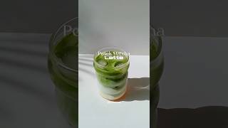 Peach Matcha Latte, the best one of matcha recipe #matchalatte #peach #matchatime #homecafe #shorts